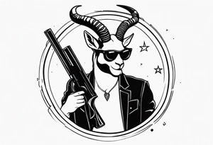 capricorn with sunglasses and a shotgun tattoo idea