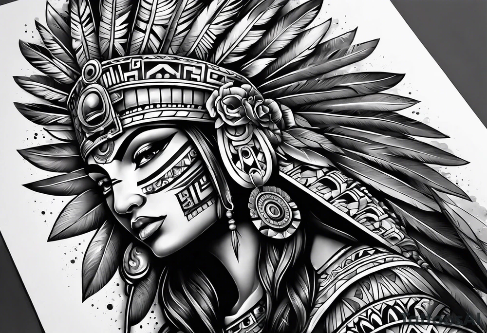aztec theme sleeve tattoo idea