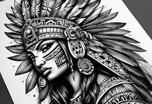 aztec theme sleeve tattoo idea