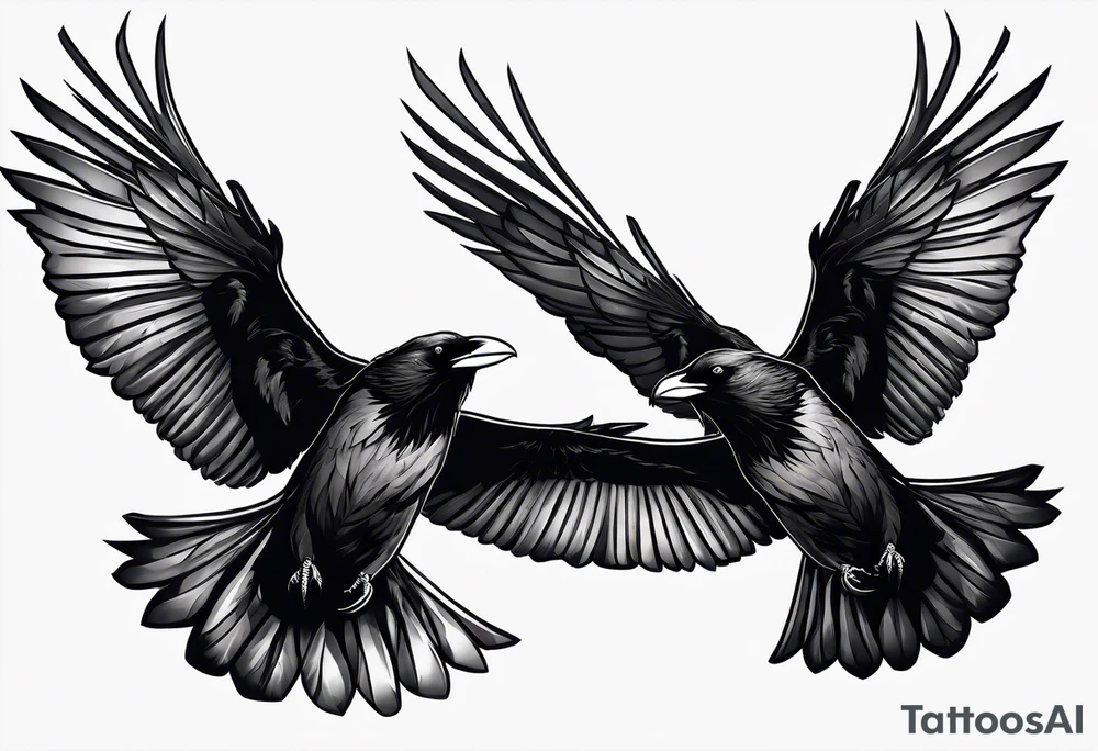 3 ravens in flight tattoo idea