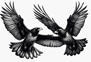3 ravens in flight tattoo idea