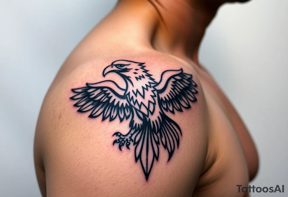 majestic eagle with paper in ita claws tattoo idea