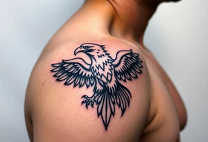 majestic eagle with paper in ita claws tattoo idea