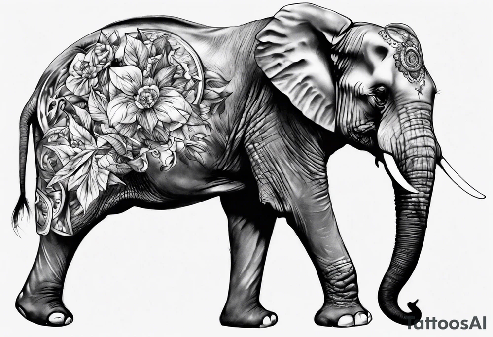 Elephant male tattoo realistic tattoo idea