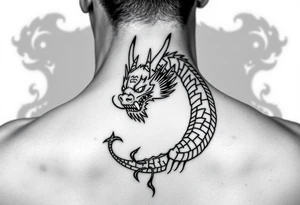 Tatuaje en espalda completa de la cabeza de un dragón demonio japones tattoo idea