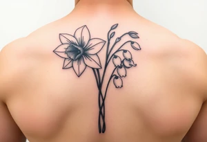 Daffodil Daisy and lily of the valley intertwined tattoo idea