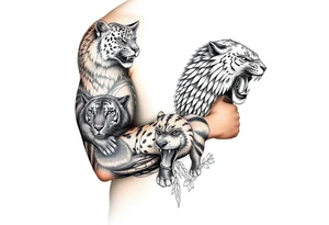 creative mix of different exotic animals tattoo idea