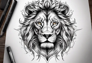 Lion eyes tattoo with thorns tattoo idea