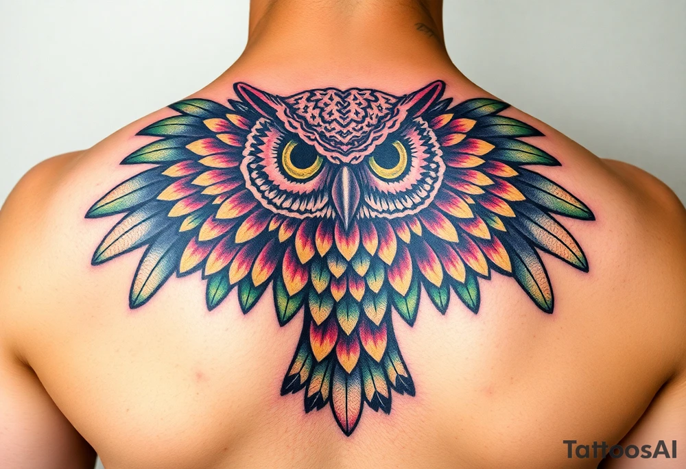 Honey comb owl tattoo idea