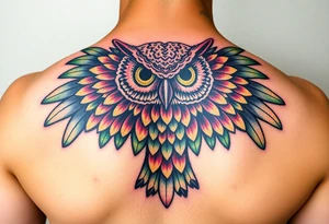 Honey comb owl tattoo idea