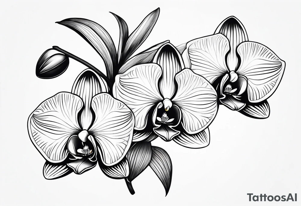 vertical minimal design with 
orchids tattoo idea