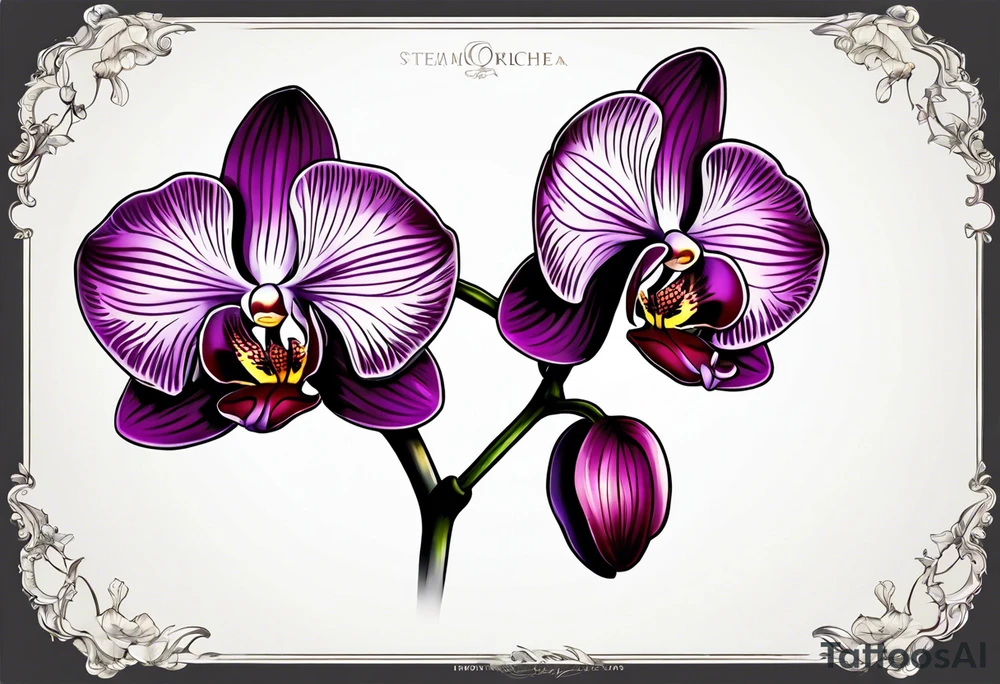 Small orchids on stem tattoo idea