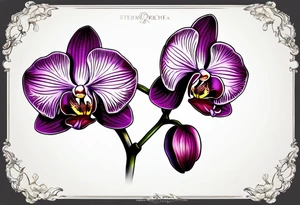 Small orchids on stem tattoo idea