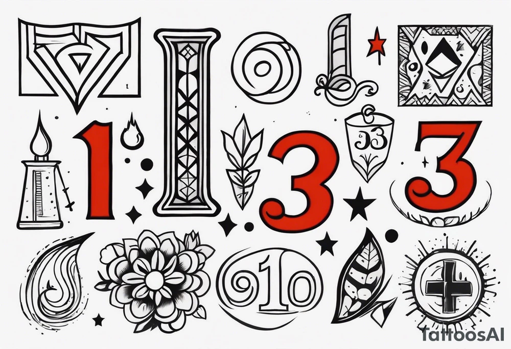 I would like a tattoo, featuring only 
number 13 in a colorful old school style. tattoo idea