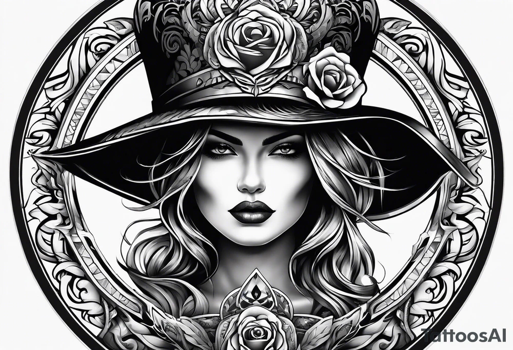 Shadow cloak protecting beautiful dagger tattoo idea