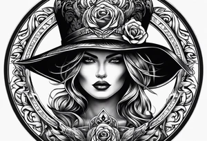 Shadow cloak protecting beautiful dagger tattoo idea