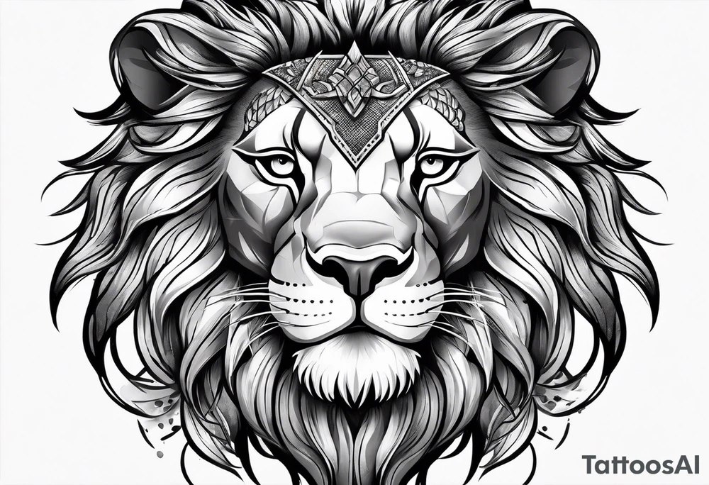lion with snake hair tattoo idea