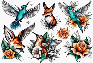 fuchs und kolibri tattoo idea