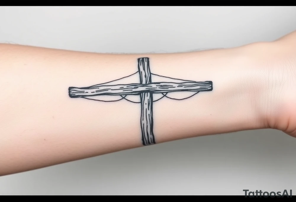 a wooden 12kv pole. Make the pole a cross that has a hidden resemblance to god. tattoo idea