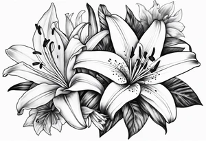 Floral sleeve lily’s tattoo idea