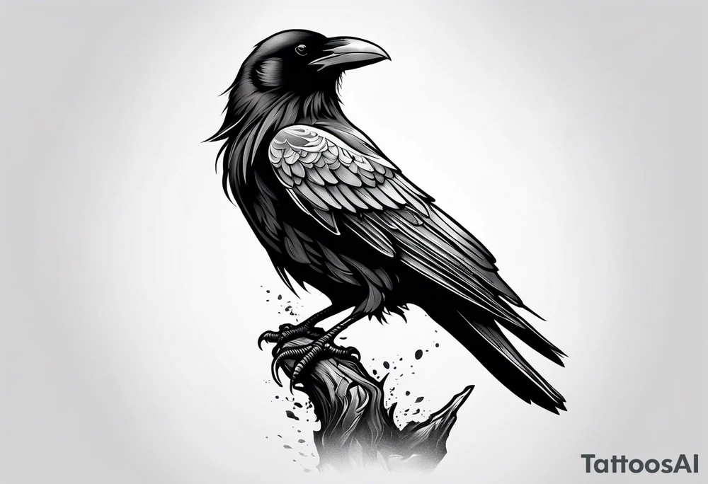 raven perched tattoo idea