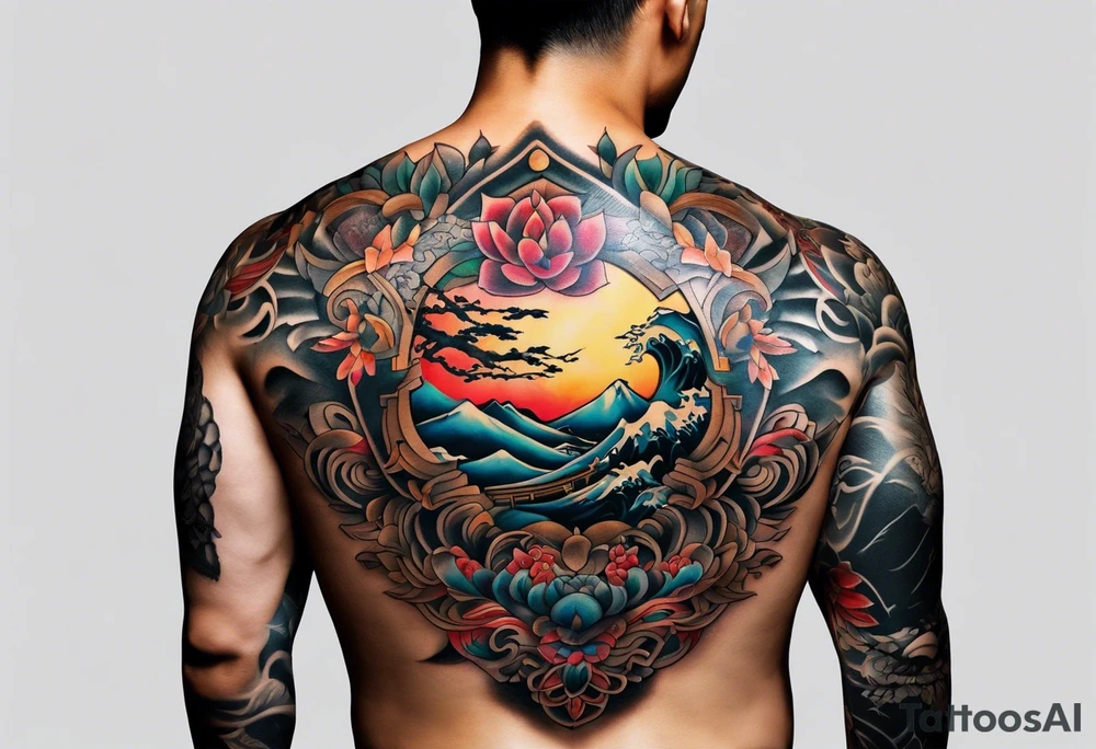 Semi muscular back tattoo that is inspired by the yakoza tattoos tattoo idea