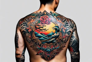 Semi muscular back tattoo that is inspired by the yakoza tattoos tattoo idea