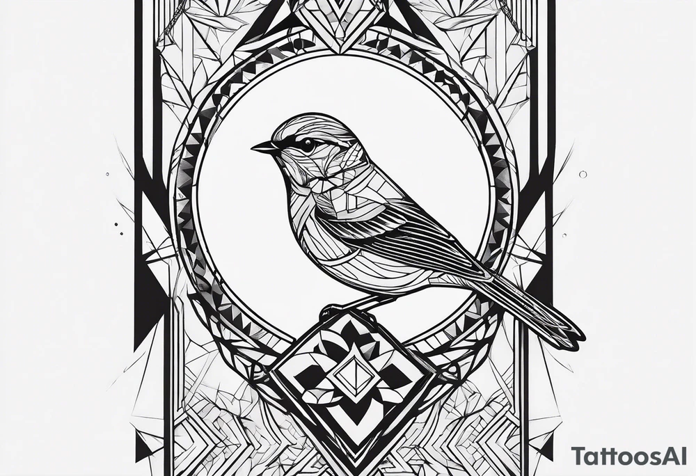 Geometric small bird tattoo idea