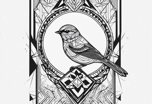Geometric small bird tattoo idea