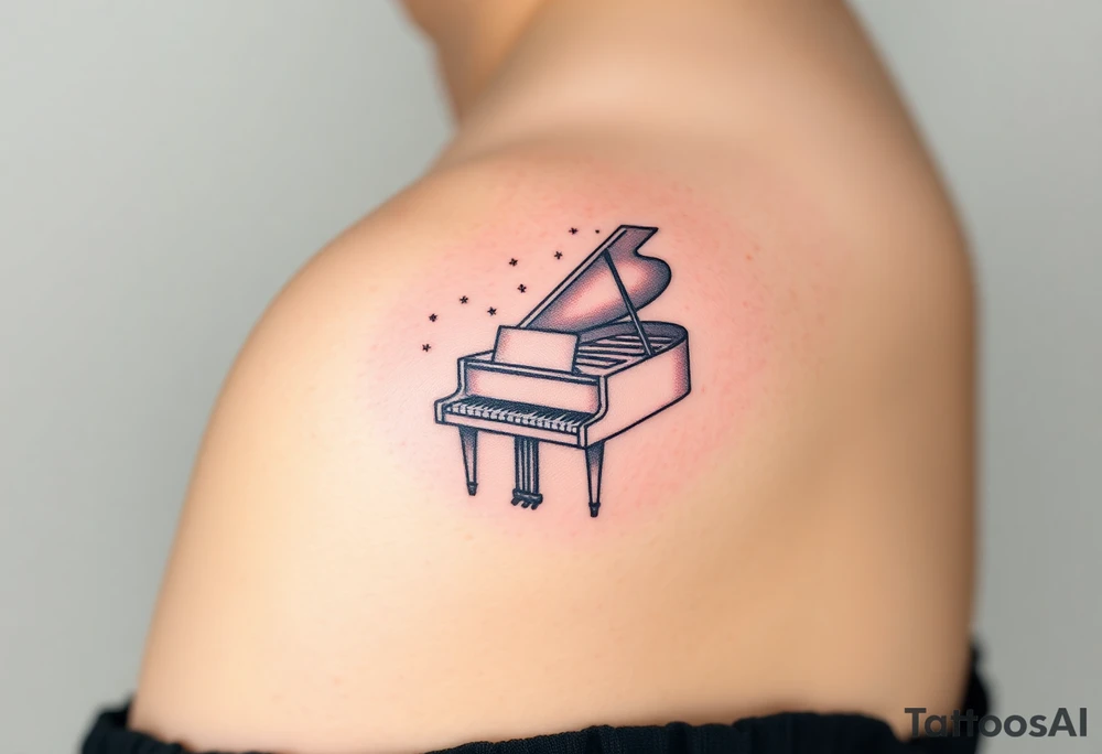 dreamy mysterious piano under the stars tattoo idea