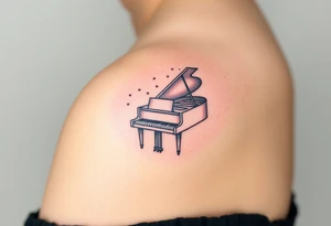 dreamy mysterious piano under the stars tattoo idea