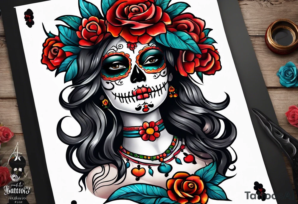 Mexico day of dead tattoo idea