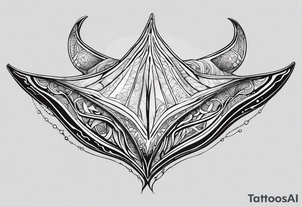 A manta ray with a sea star as a tribal tattoo. A smaller tattoo for female forearm or wrist tattoo idea