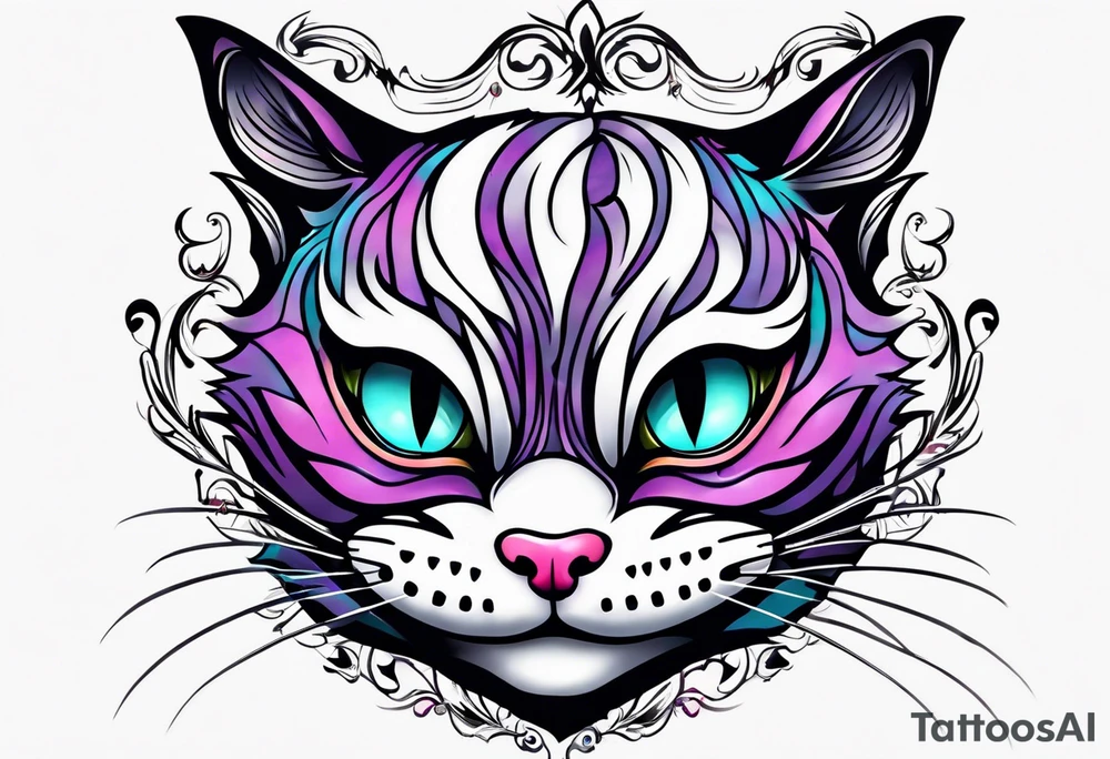 small Cheshire Cat full body tattoo idea