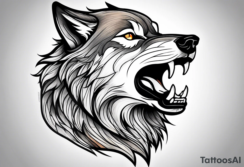 Wolf howling tattoo idea