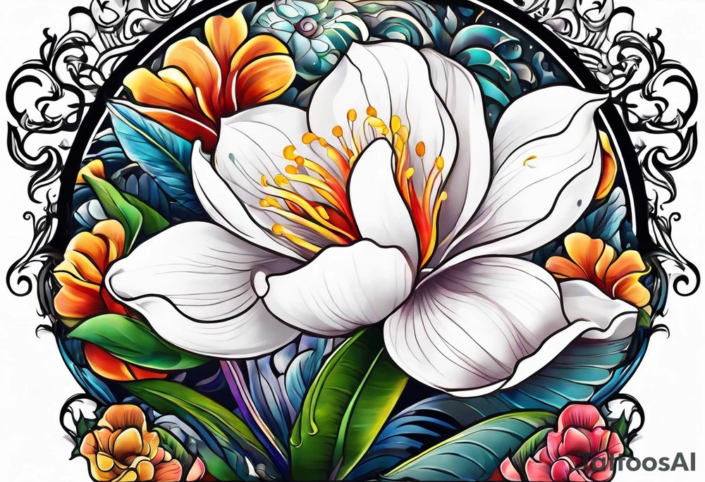 sea, night, flower, republic dominicana tattoo idea