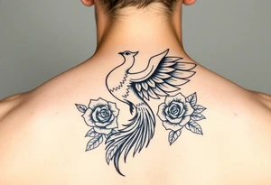 Phenix with a tail of roses tattoo idea