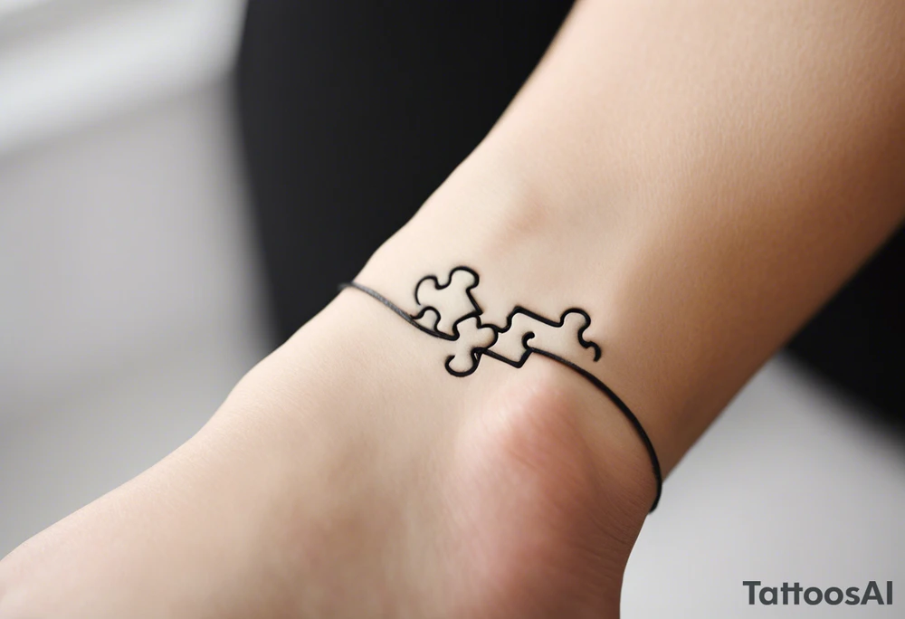 Puzzle Piece: A fine, clean outline with no shading, keeping the design light and elegant. Two pieces connected. 
Handwritten Text: inside the puzzle piece, your sister’s words “to my favorite sister,” carefully preserving the integrity of her handwriting.
This will create a balanced, meaningful design that's simple yet full of emotion—perfect for a small ankle tattoo. tattoo idea