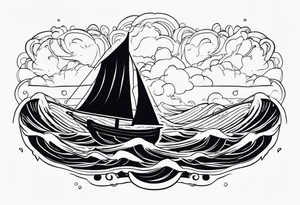 boat on stormy seas tattoo idea