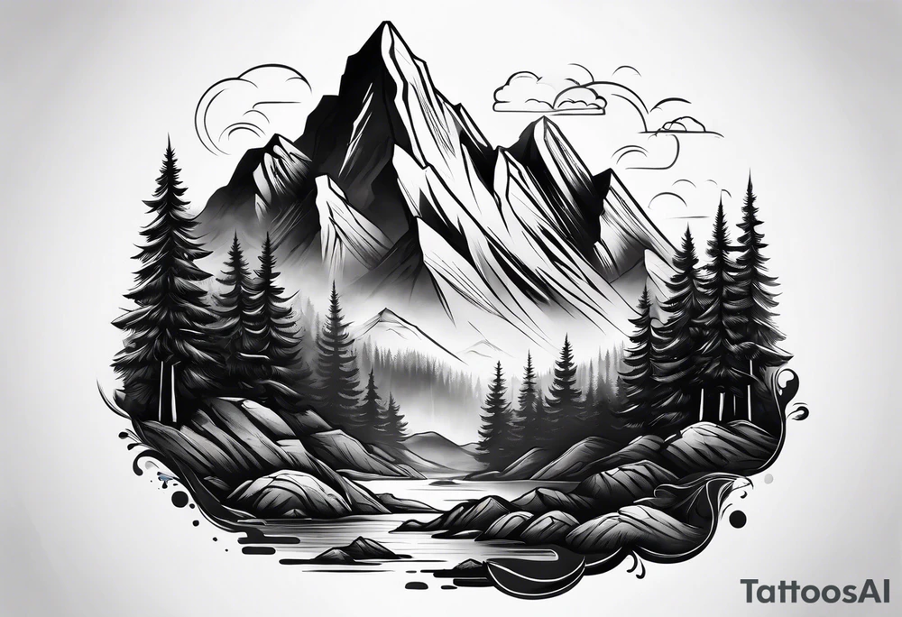Mountain gradient black from bottom tattoo idea Mountain gradient black from bottom tattoo idea