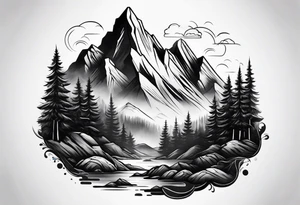 Mountain gradient black from bottom tattoo idea