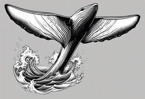 Humpback whale tail sticking out of ocean tattoo idea