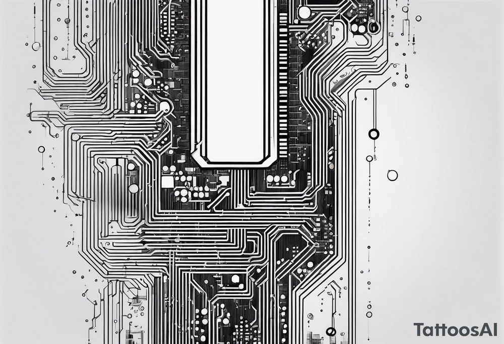 Circuit board minimalistic tall and long tattoo idea