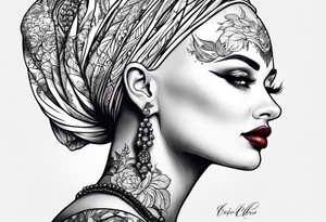Bald woman tattoo idea