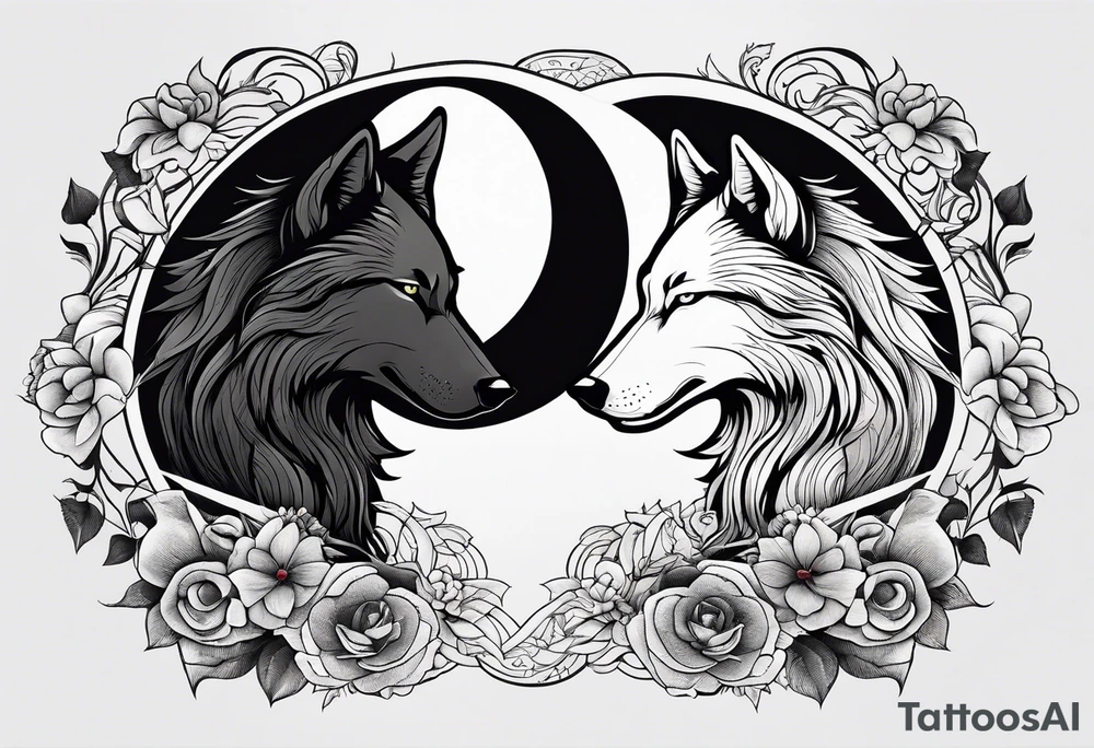 black wolf and white wolf in a ying yang style tattoo idea black wolf and white wolf in a ying yang style tattoo idea