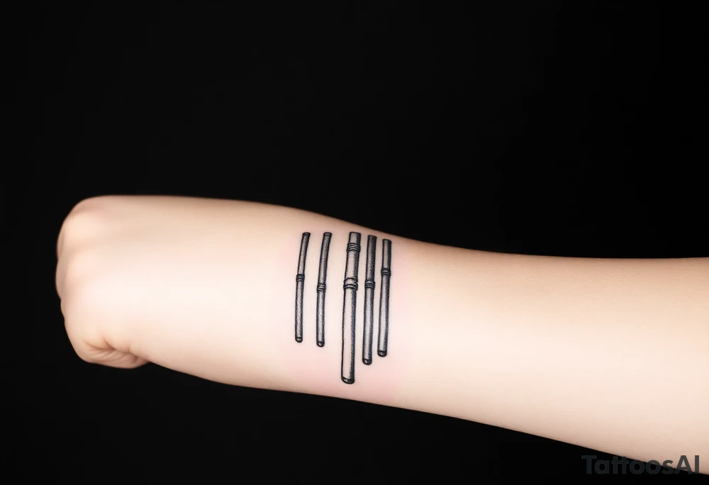 symetrical, vertical System of thin pipes that transitions gradually from the end into thick, widespread veins of forearm tattoo idea