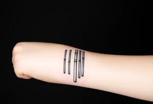 symetrical, vertical System of thin pipes that transitions gradually from the end into thick, widespread veins of forearm tattoo idea