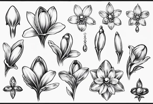 Snowdrop and jewels tattoo idea