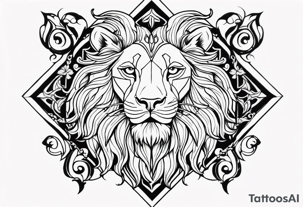 Cross and lion tattoo idea