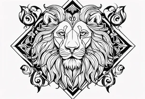 Cross and lion tattoo idea